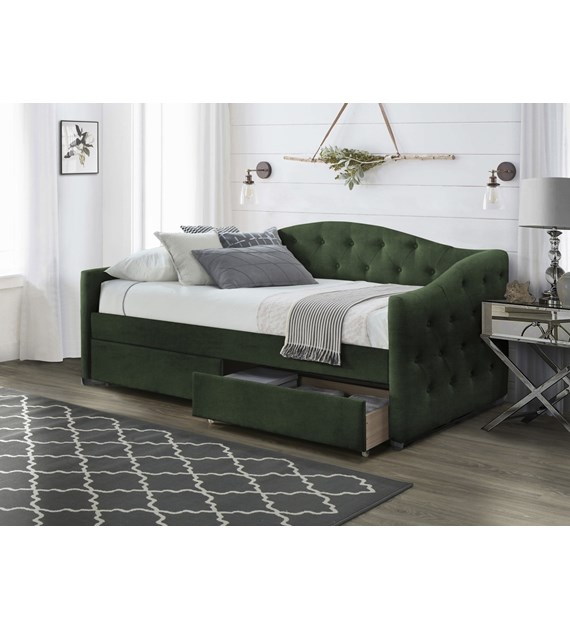 ALOHA łóżko z szufladami ciemny zielony velvet (3p