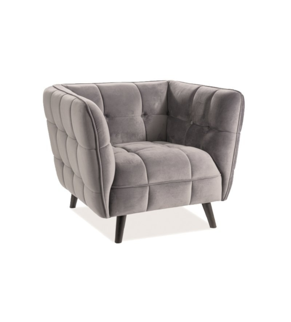FOTEL CASTELLO 1 VELVET BEŻOWY BLUVEL 28 / WENGE