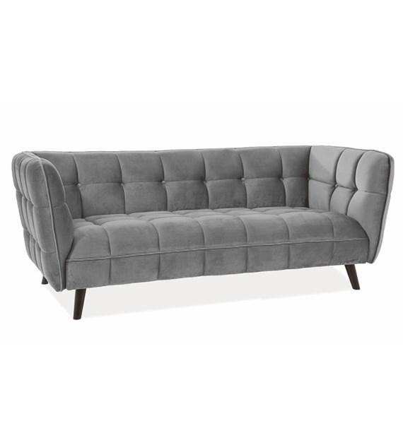 SOFA CASTELLO 3 VELVET SZARY BLUVEL 14 / WENGE