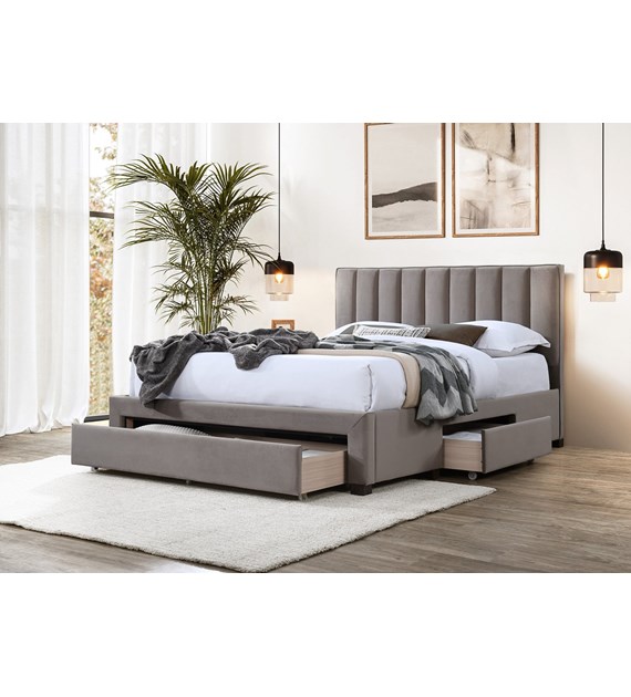 GRACE 140 łóżko z szufladami beżowy velvet (3p=1sz