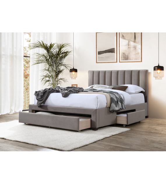 GRACE 140 łóżko z szufladami beżowy velvet (3p=1sz