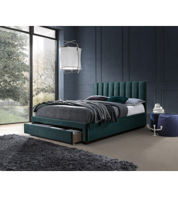 GRACE 140 łóżko z szufladami c. zielony velvet (3p