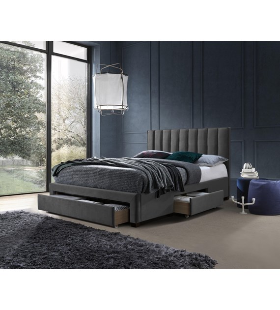 GRACE 140 łóżko z szufladami popiel velvet (3p=1sz