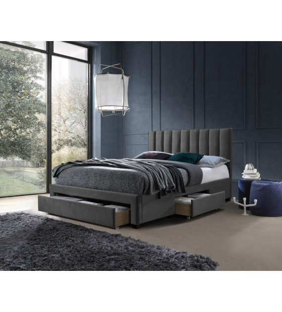 GRACE 140 łóżko z szufladami popiel velvet (3p=1sz