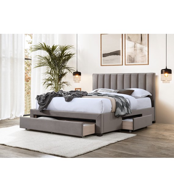 GRACE 160 łóżko z szufladami beżowy velvet (3p=1sz