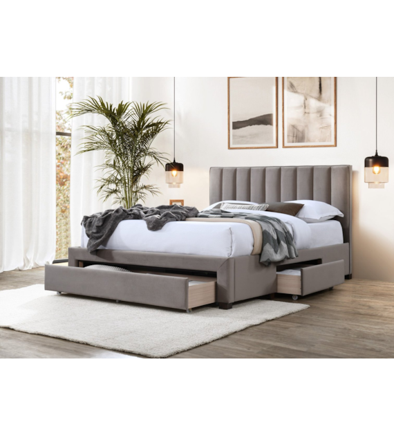 GRACE 160 łóżko z szufladami beżowy velvet (3p=1sz