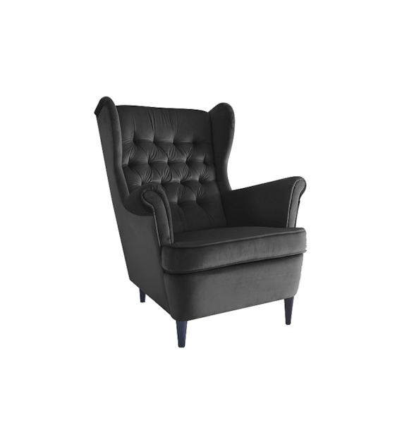 FOTEL HARRY VELVET CZARNY BLUVEL 19 / WENGE