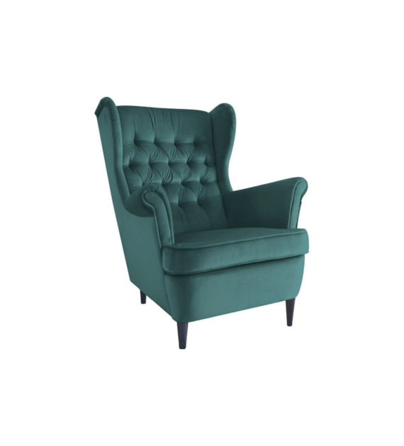 FOTEL HARRY VELVET ZIELONY BLUVEL 78 / WENGE