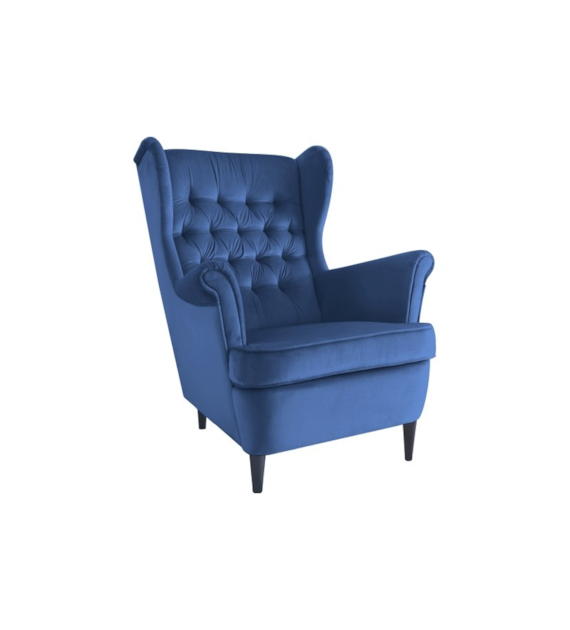 FOTEL HARRY VELVET GRANATOWY BLUVEL 86 / WENGE