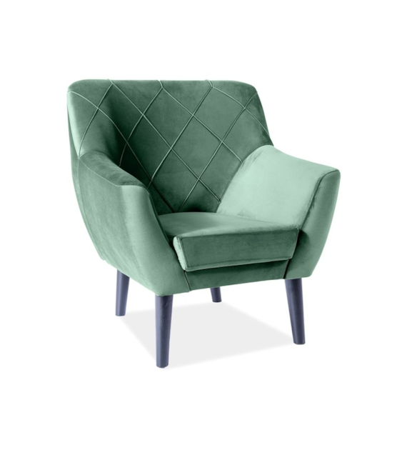 FOTEL KIER 1 VELVET KOLOR ZIELONY BLUVEL 78 / WENG