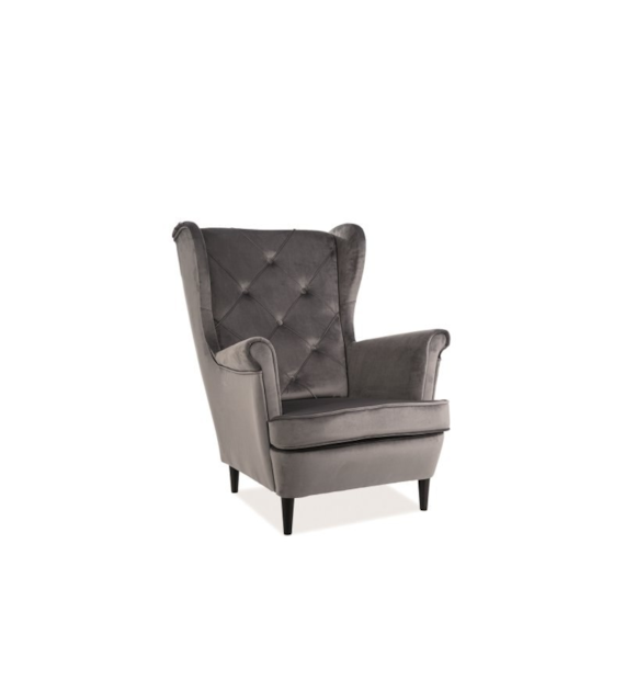FOTEL LADY VELVET SZARY BLUVEL 14 / WENGE