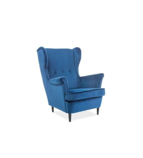 FOTEL LORD VELVET GRANATOWY BLUVEL 86 / WENGE