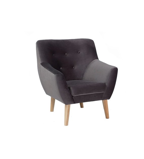 FOTEL NORDIC 1 VELVET KOLOR SZARY TAPICERKA BLUVEL