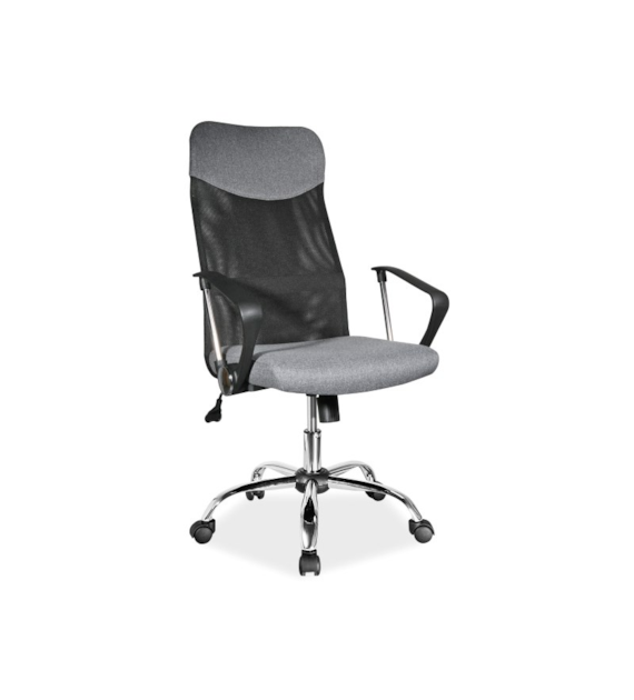 FOTEL OBROTOWY Q-025 SZARY MATERIAŁ