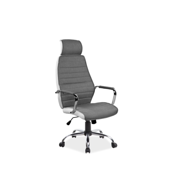 FOTEL OBROTOWY Q-035 SZARY/BIAŁY