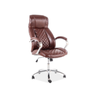 FOTEL OBROTOWY Q-557 BRĄZ EKOSKÓRA