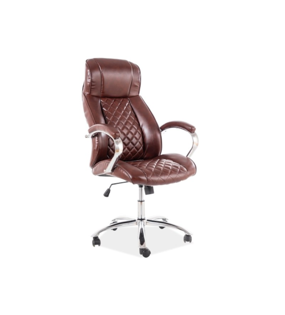 FOTEL OBROTOWY Q-557 BRĄZ EKOSKÓRA