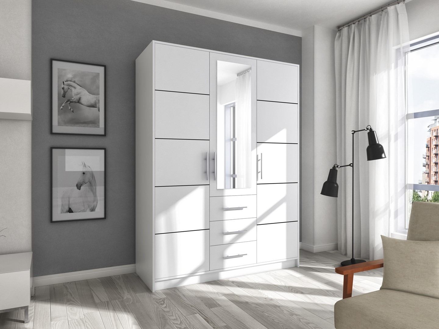 BALI D3 szafa biała/lustro