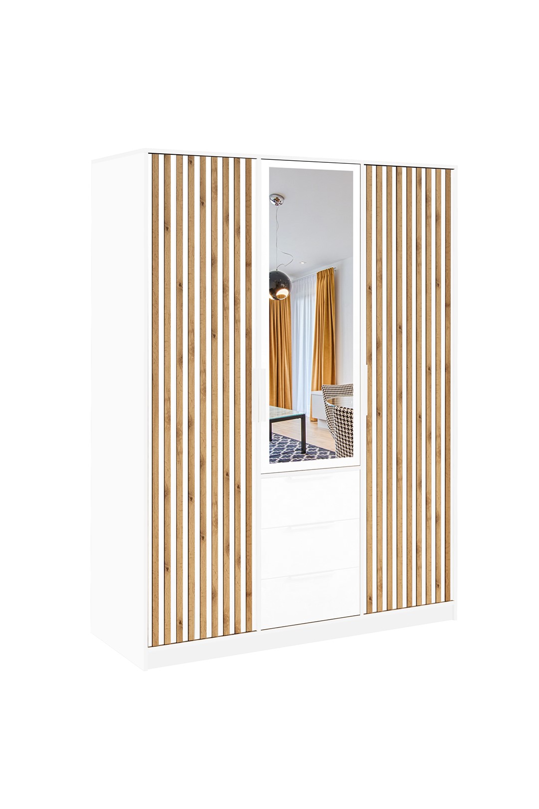 BALI D3 LUX szafa biały/lustro