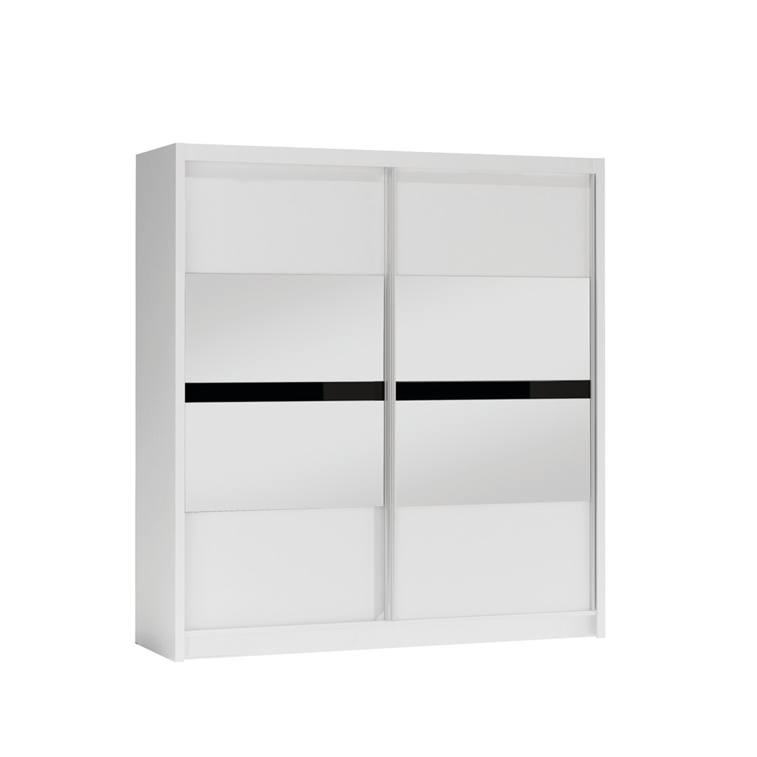 BATUMI szafa 203 biały/lustro/szk.czarne