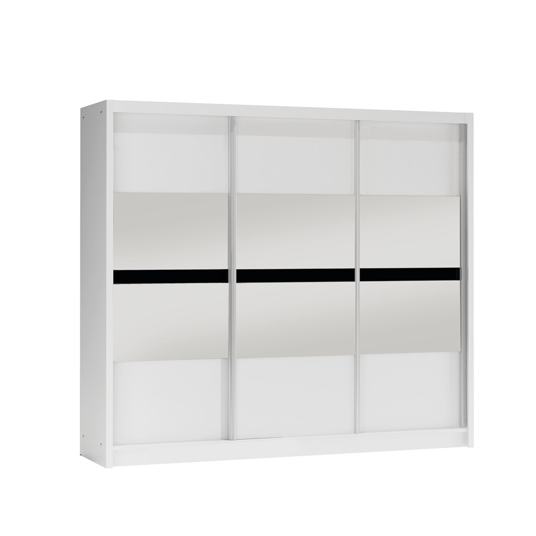 BATUMI szafa 250 biały/lustro/szk.czarne