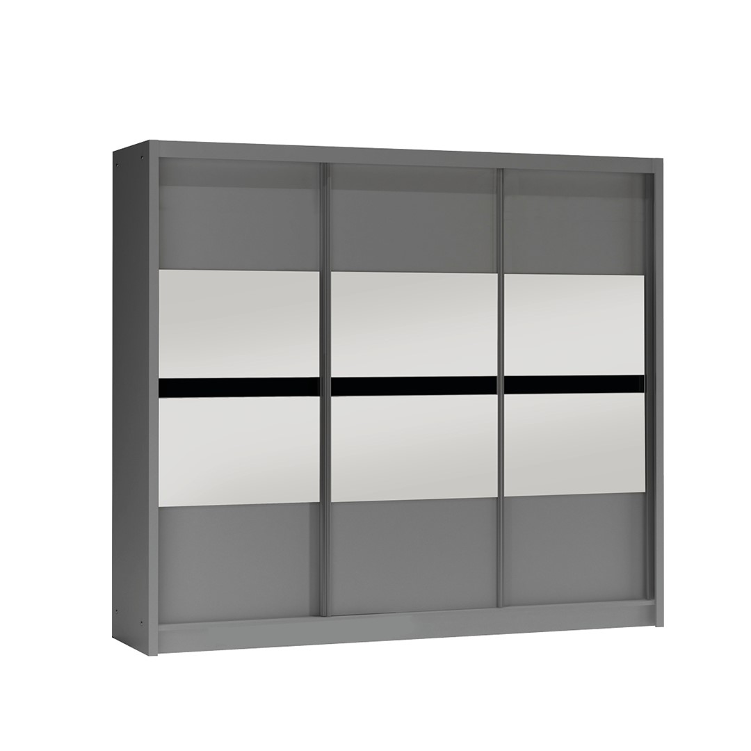 BATUMI szafa 250 grafit/lustro/szk.czarne